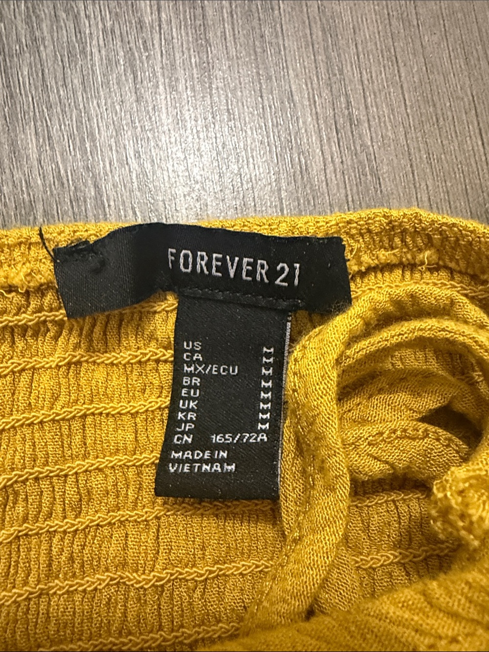Forever 21 Mustard Yellow Smocked Wide-Leg Jumpsuit - Picture 3 of 3